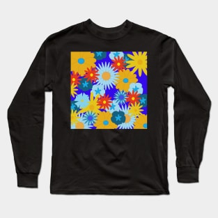 Retro 60's style flower pattern Long Sleeve T-Shirt